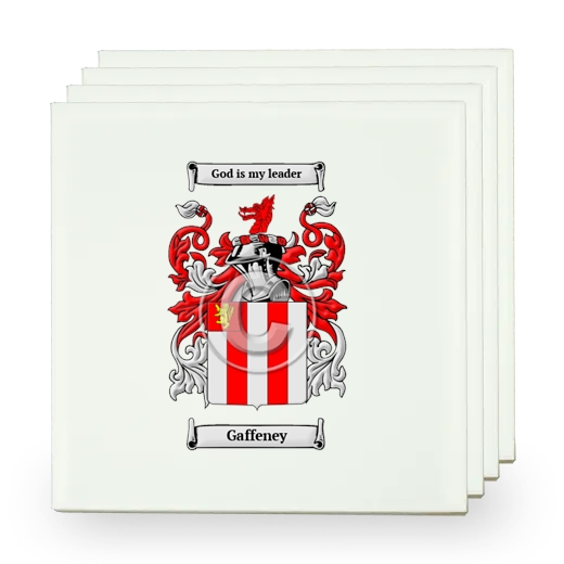 Gaffeney Set of Four Small Tiles with Coat of Arms