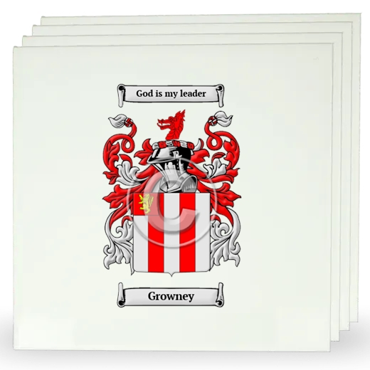 Growney Set of Four Large Tiles with Coat of Arms