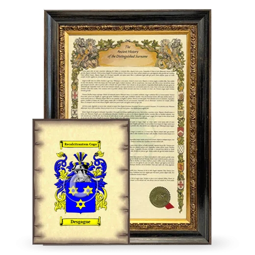 Desgagne Framed History and Coat of Arms Print - Heirloom