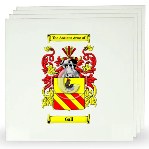 Gall Set of Four Large Tiles with Coat of Arms