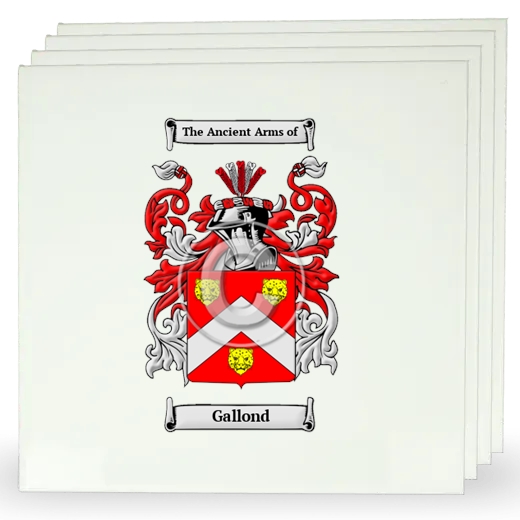Gallond Set of Four Large Tiles with Coat of Arms