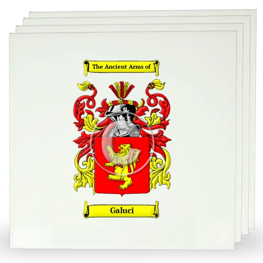 Galuci Set of Four Large Tiles with Coat of Arms