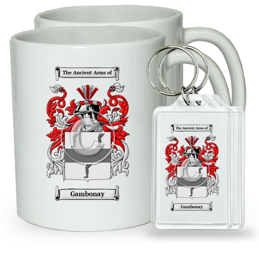 Gambonay Pair of Coffee Mugs and Pair of Keychains