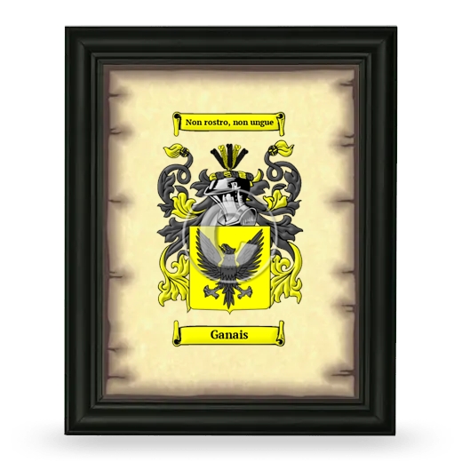 Ganais Coat of Arms Framed - Black