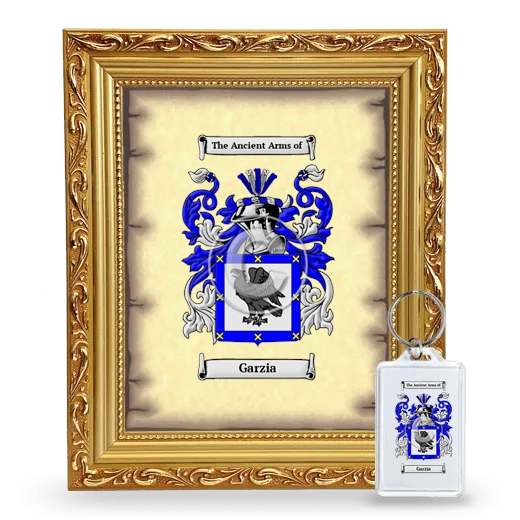 Garzia Framed Coat of Arms and Keychain - Gold