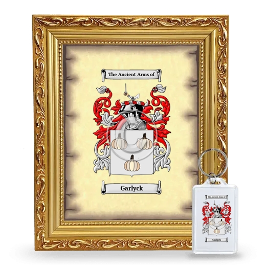 Garlyck Framed Coat of Arms and Keychain - Gold