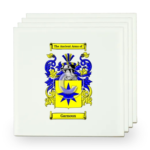 Garnoux Set of Four Small Tiles with Coat of Arms