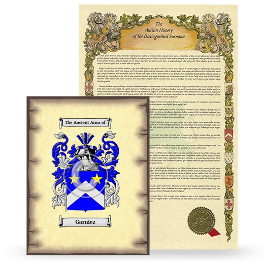 Garniez Coat of Arms and Surname History Package