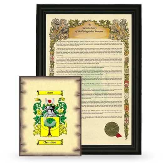 Charrison Framed History and Coat of Arms Print - Black
