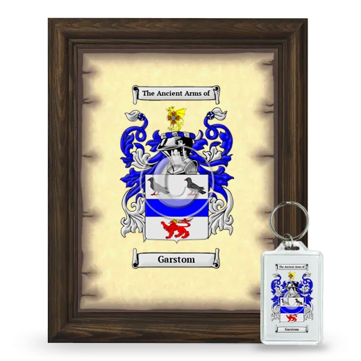 Garstom Framed Coat of Arms and Keychain - Brown