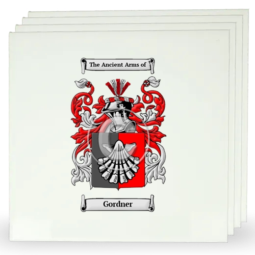 Gordner Set of Four Large Tiles with Coat of Arms