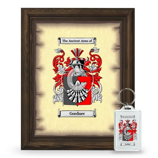 Gordner Framed Coat of Arms and Keychain - Brown