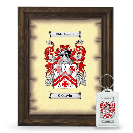 O'Garvin Framed Coat of Arms and Keychain - Brown