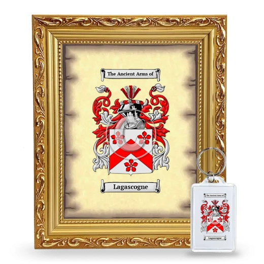 Lagascogne Framed Coat of Arms and Keychain - Gold