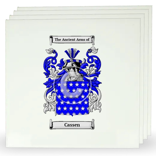 Cassen Set of Four Large Tiles with Coat of Arms