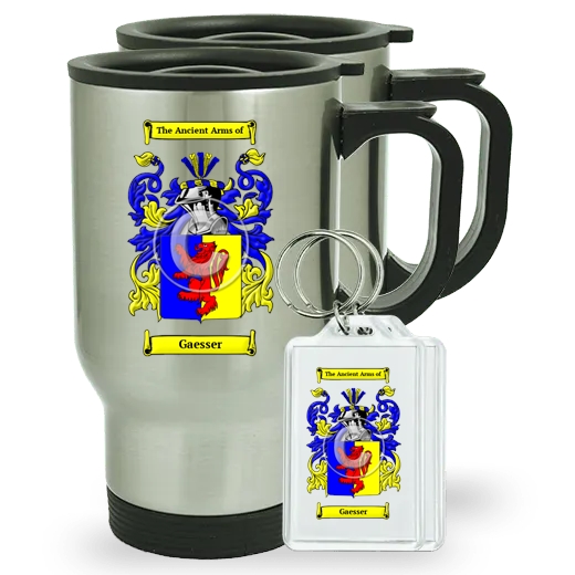 Gaesser Pair of Travel Mugs and pair of Keychains