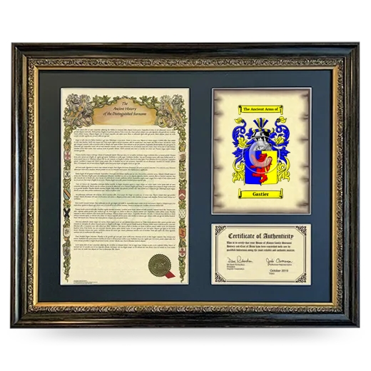 Gastier Framed Surname History and Coat of Arms- Heirloom