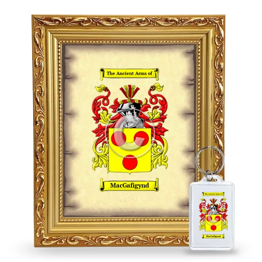 MacGafigynd Framed Coat of Arms and Keychain - Gold