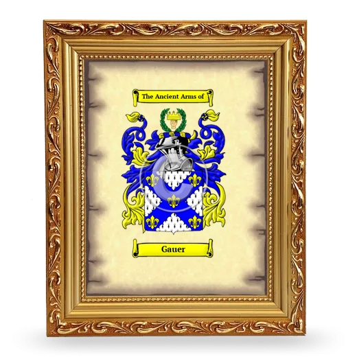 Gauer Coat of Arms Framed - Gold