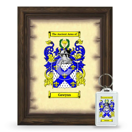 Gawynn Framed Coat of Arms and Keychain - Brown