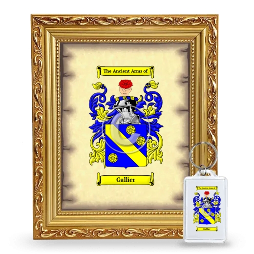 Gallier Framed Coat of Arms and Keychain - Gold