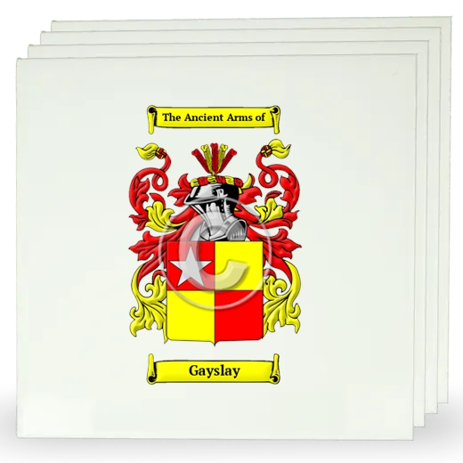 Gayslay Set of Four Large Tiles with Coat of Arms