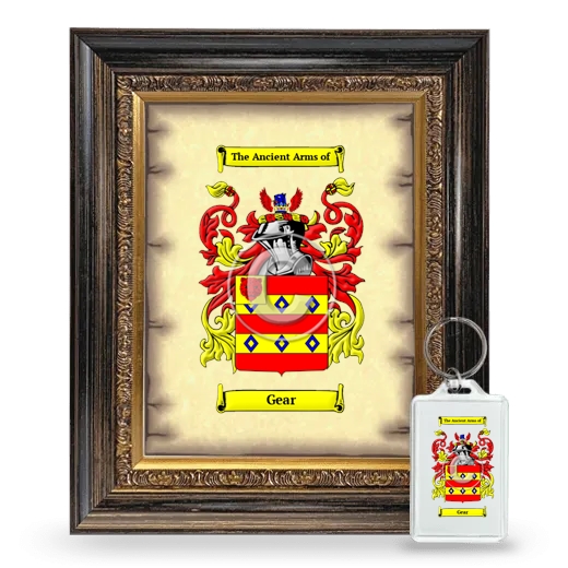 Gear Framed Coat of Arms and Keychain - Heirloom