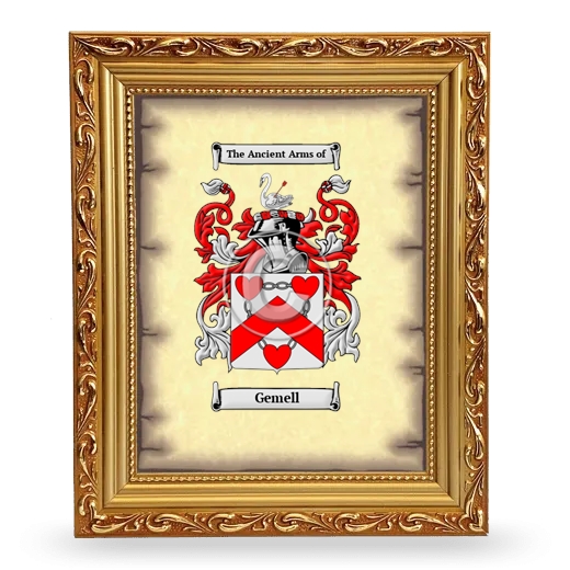 Gemell Coat of Arms Framed - Gold