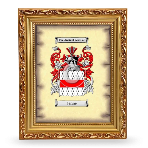 Jenne Coat of Arms Framed - Gold