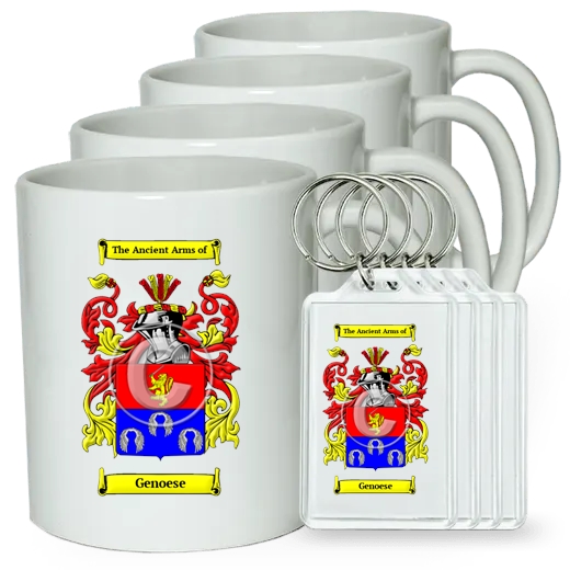 Genoese Set of 4 Coffee Mugs and Keychains