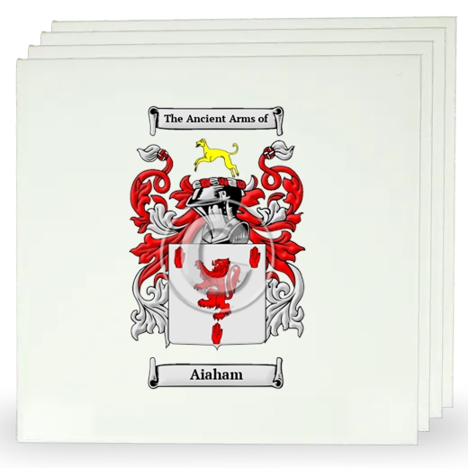 Aiaham Set of Four Large Tiles with Coat of Arms