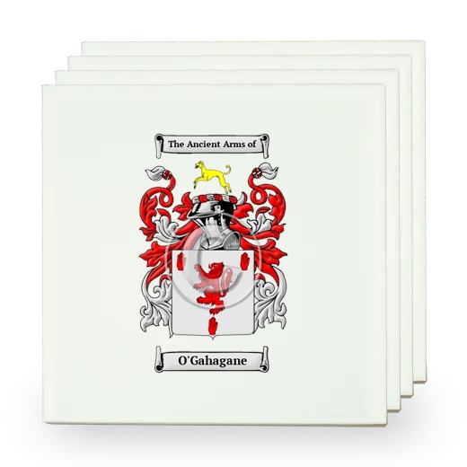 O'Gahagane Set of Four Small Tiles with Coat of Arms