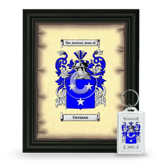 German Framed Coat of Arms and Keychain - Black