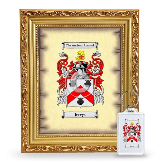 Jervys Framed Coat of Arms and Keychain - Gold