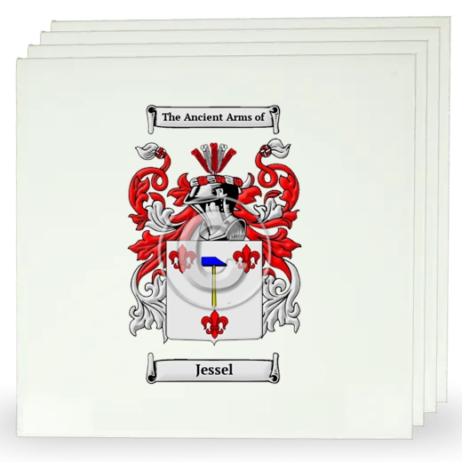 Jessel Set of Four Large Tiles with Coat of Arms