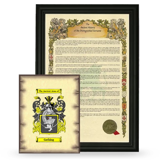 Gathing Framed History and Coat of Arms Print - Black