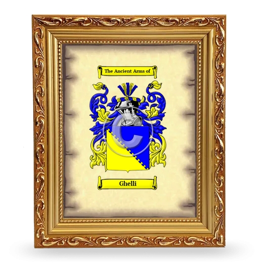 Ghelli Coat of Arms Framed - Gold