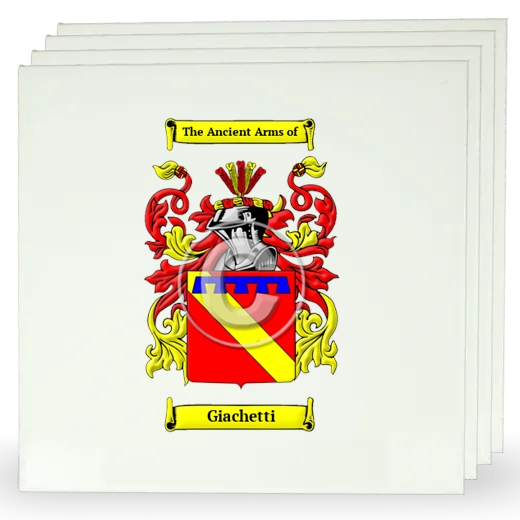 Giachetti Set of Four Large Tiles with Coat of Arms