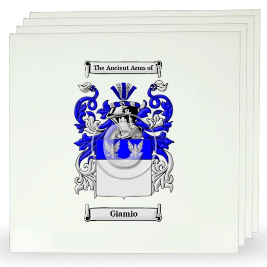 Giamio Set of Four Large Tiles with Coat of Arms
