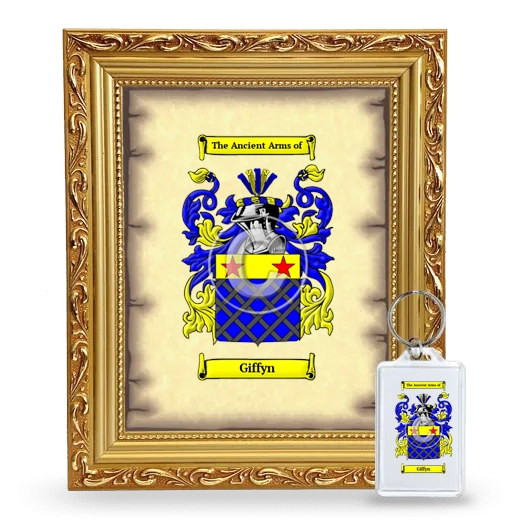 Giffyn Framed Coat of Arms and Keychain - Gold