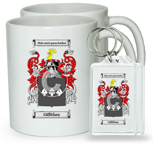 Giffithay Pair of Coffee Mugs and Pair of Keychains