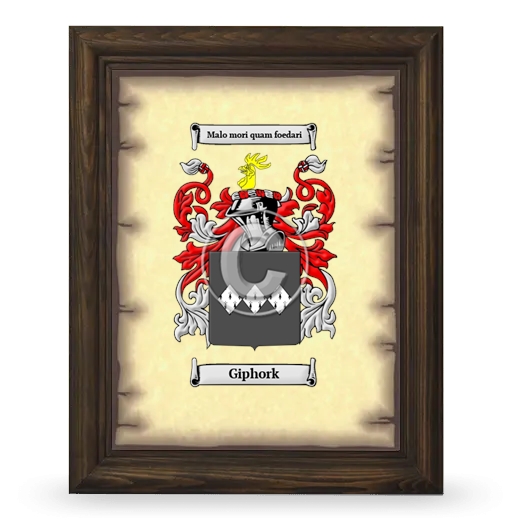 Giphork Coat of Arms Framed - Brown