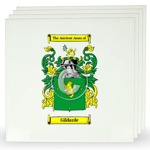 Gildarde Set of Four Large Tiles with Coat of Arms