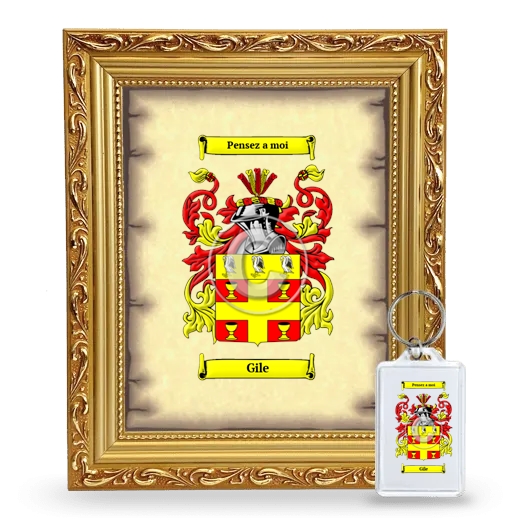 Gile Framed Coat of Arms and Keychain - Gold