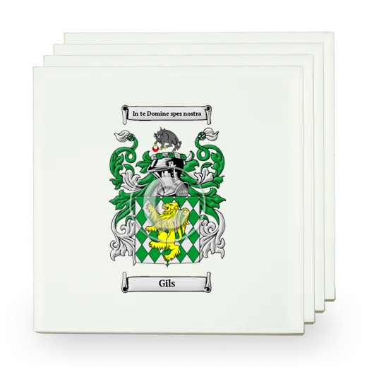 Gils Set of Four Small Tiles with Coat of Arms