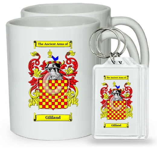 Gililand Pair of Coffee Mugs and Pair of Keychains