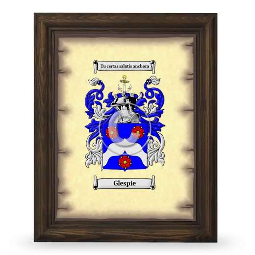 Glespie Coat of Arms Framed - Brown