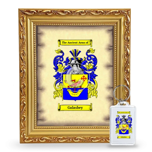 Galasbey Framed Coat of Arms and Keychain - Gold