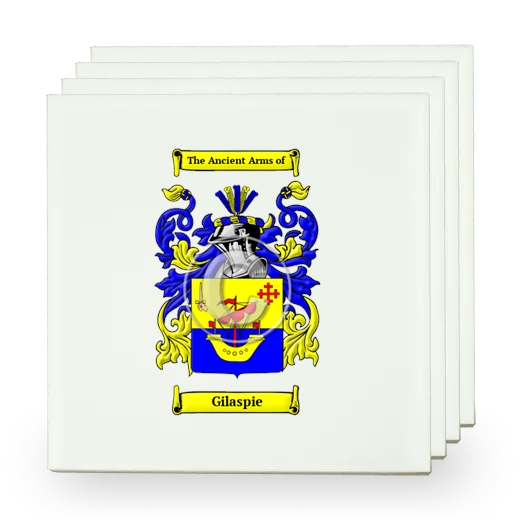Gilaspie Set of Four Small Tiles with Coat of Arms
