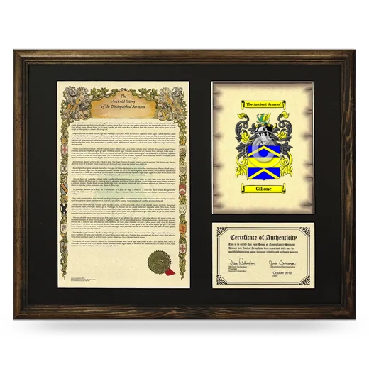 Gillone Framed Surname History and Coat of Arms - Brown